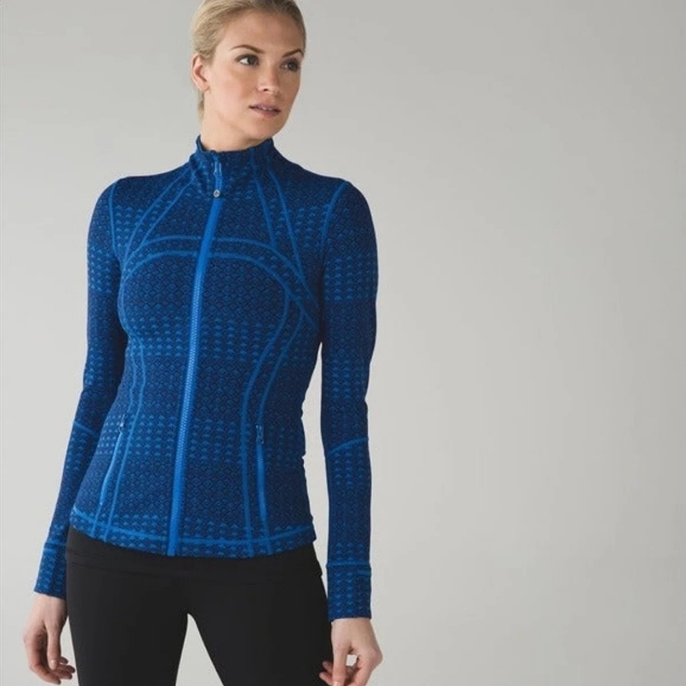 NEW Lululemon Athletica Define Jacket Triometric Stripe Lakeside Blue Hero Sz 6